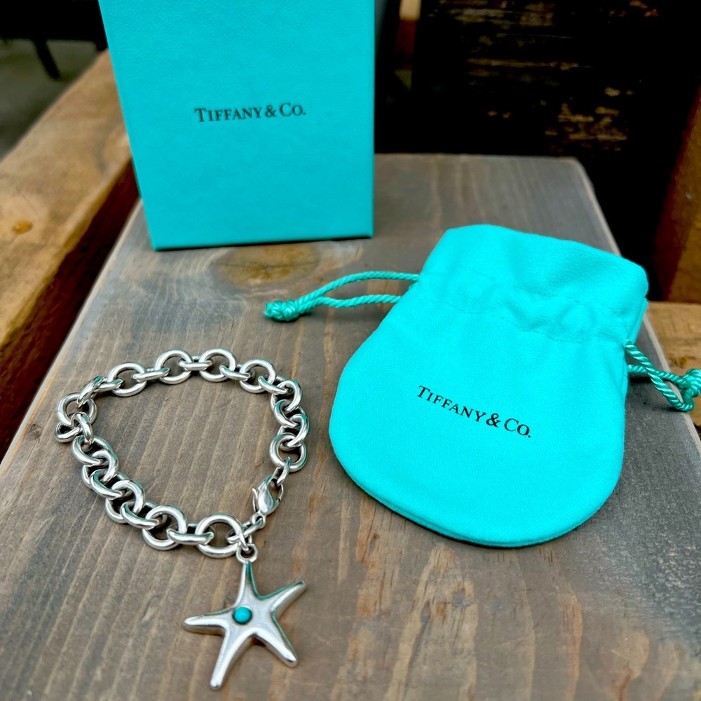 Tiffany & Co. Silver & Turquoise Starfish Charm Bracelet